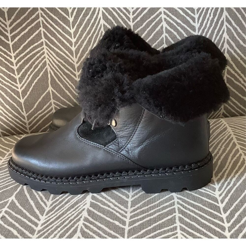 NEW NO BOX La Canadienne shearling lined BLACK leather WINTER BOOTS SZ 8.5 Canad